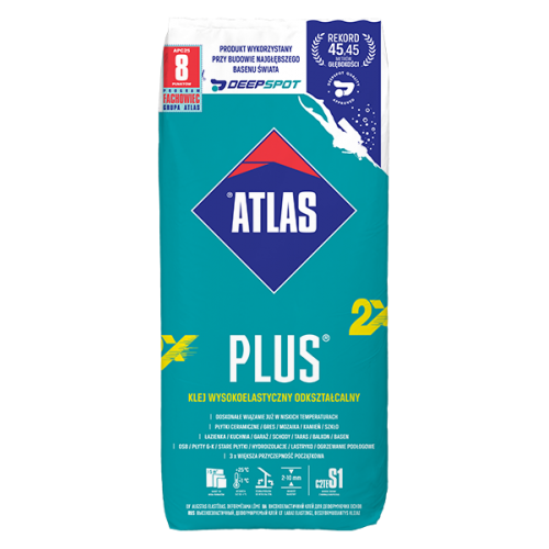 Високоеластичний деформований клей для плитки Atlas Plus 25 кг
