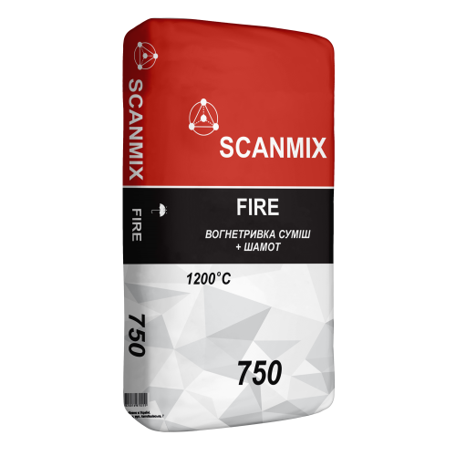 Термостійка суміш для камінів і печей Scanmix Fire 25 кг