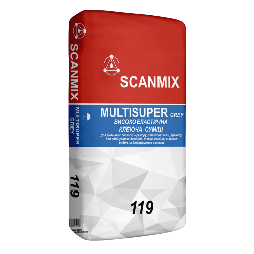 Клей для плитки Scanmix Multisuper серый 25 кг 